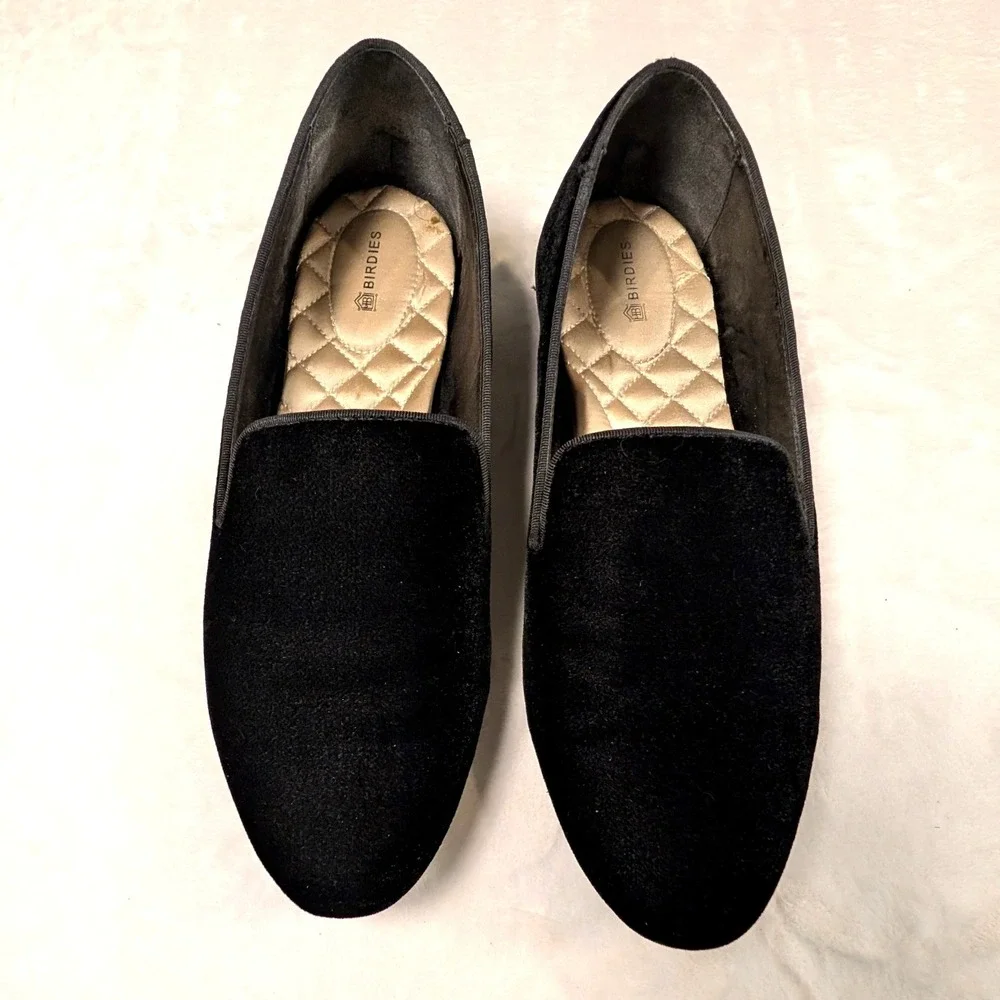 Birdies The Starling Black Velvet Loafers Womens 10 Holiday Fall Flats